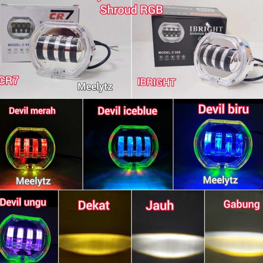 Beli Sekarang  Lampu LED Projie Biled 4 Lensa RingShroud RGB Plus devil Original CR7IBRIGHT High low