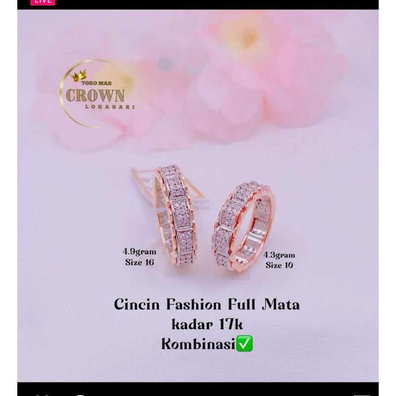 CINCIN FASHION ROXE LISTRING FULL MATA EMAS ASLI 17K