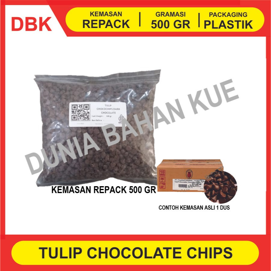 

TULIP CHOCOCHIPS DARK / COKLAT CHIP / CHOCO CHIPS - 500 GR