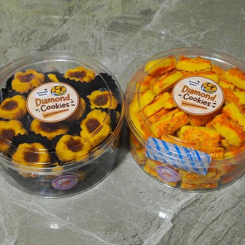 

【 DIAMONDCOOKIES 】PAKET BUNDLING JUMBO 2!! ( Thumbprint Nanas - Kastangel ) • WISMAN • Premium • Mika Bulat • Isi 2 Mika Bulat