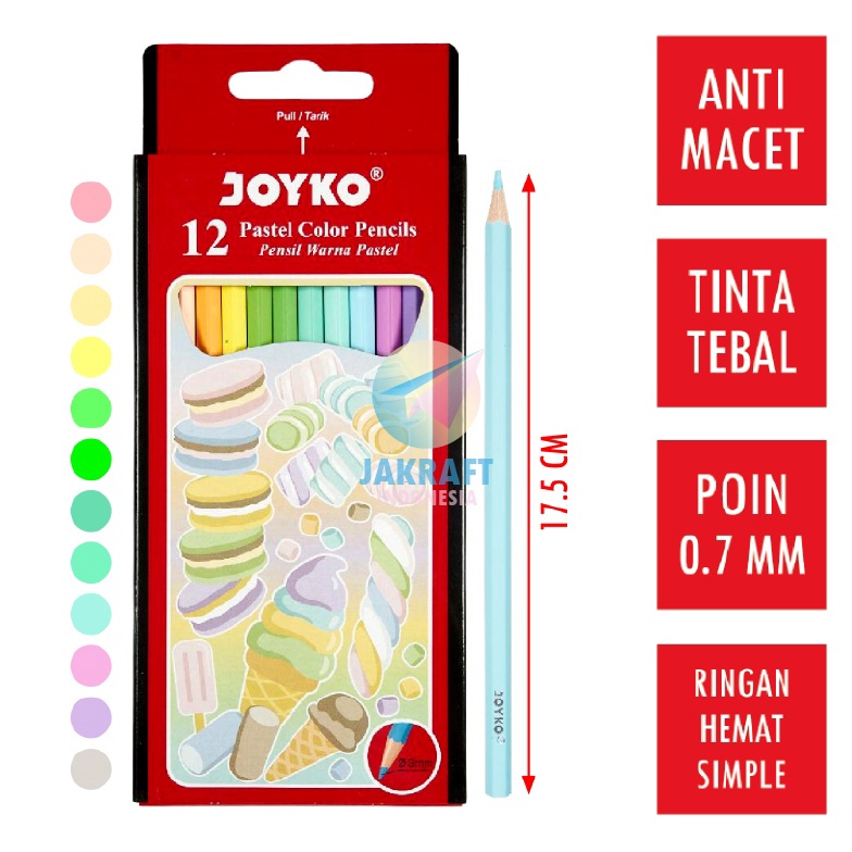 

SPESIAL DISCOUNT 12 Pcs Pensil Warna Pastel isi 12 Panjang JOYKO CP125P Color Pencils
