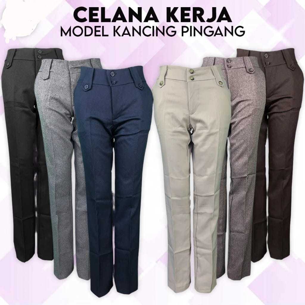 Minnan.ID - JUMBO Celana Kantor Formal Kerja Wanita Highwaist Bahan Dasar Kain Strech Melar.Office P