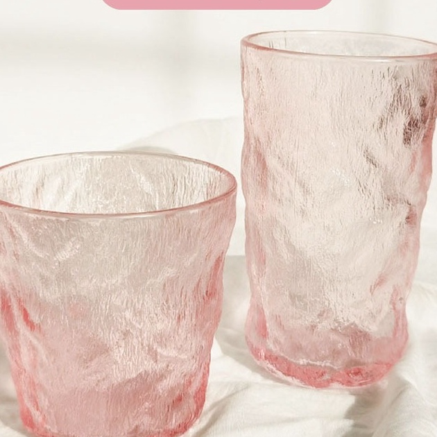 KF7 IBUMILLENIAL Gelas Minum Gelas Kaca Ins Viral Gelas Cantik Cangkir Kaca Gradiansi Pink