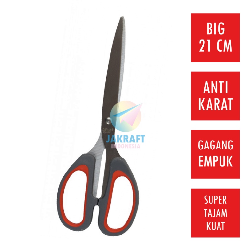 

PROMO MENARIK 1 Pcs Gunting Kertas Karton Besar Tajam 21Cm Gagang Empuk JOYKO SC848SG Big Soft Grip Scissors Serbaguna Stainless Steel