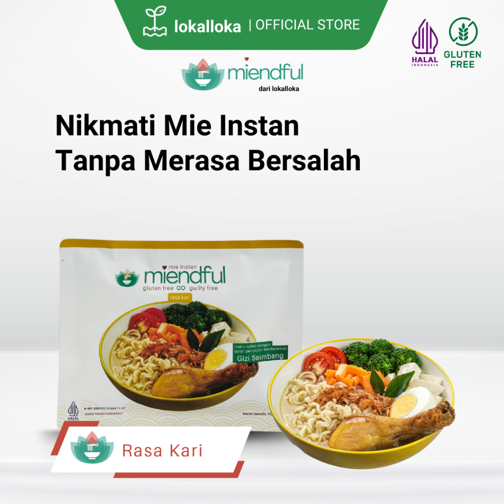 

Mie Instan Sehat Gluten Free Miendful 70 gram rasa kari