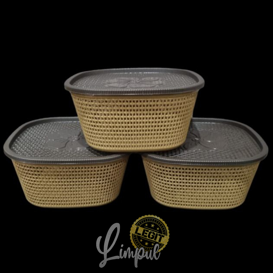 Wakul Tutup Segi Latte Plastik | Tempat Makan Bakul Nasi | Kotak Serbaguna | Tempat Lauk Ikan Sayur