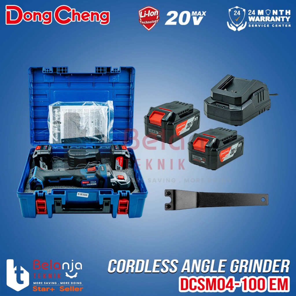 Dongcheng Angle Grinder Baterai DCSM04-100 EM Mesin Gerinda 20V SET DCSM 04-100 DCSM04-100EM