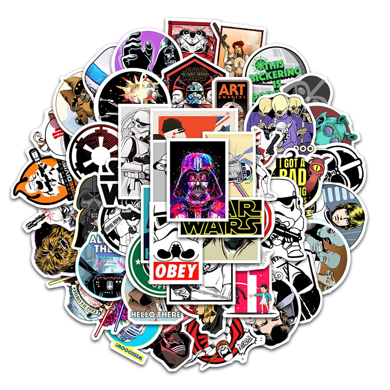 

50 PCS gaya Perang Bintang, stiker untuk Buku Tempel/Buku Harian/HP/Dekorasi Laptop/Sticker Helm Tahan Air Vinil/Stiker Tablet Ponsel stiker tahan air berperekat