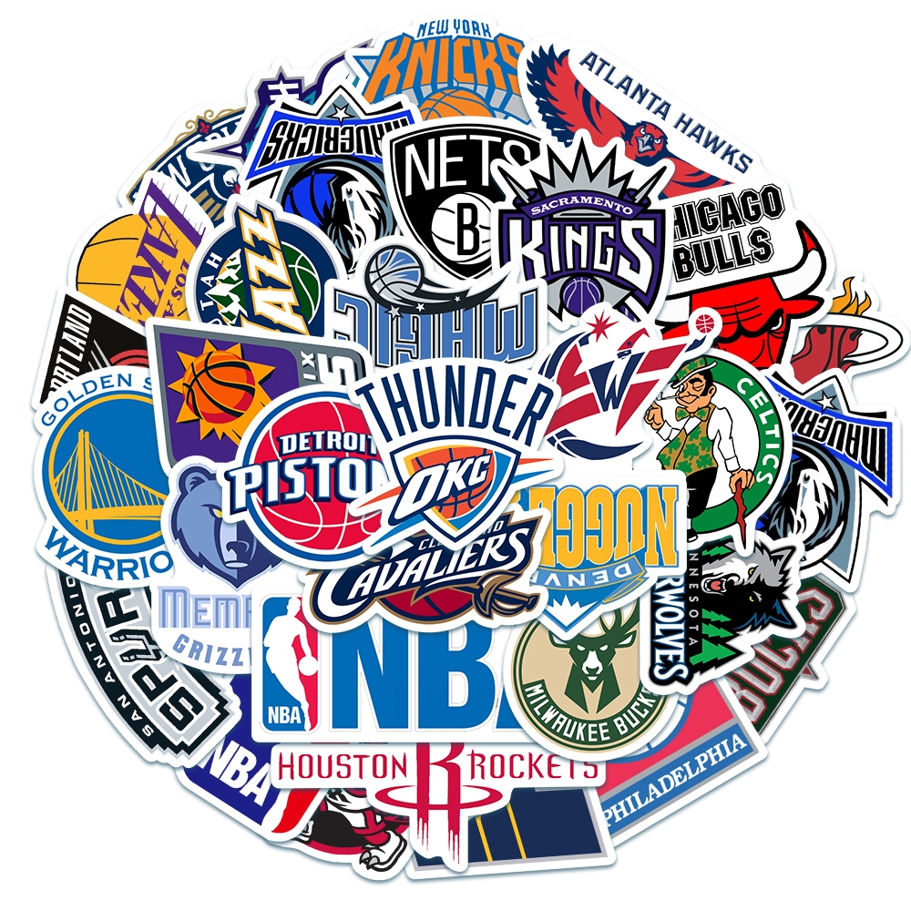 

32 PCS gaya Logo tim NBA, stiker untuk Buku Tempel/Buku Harian/HP/Dekorasi Laptop/Sticker Helm Tahan Air Vinil/Stiker Tablet Ponsel stiker tahan air berperekat