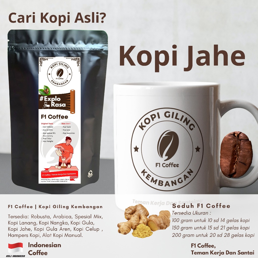 

Spesial Kopi Jahe Rempah Premium Kopi Giling Kembangan F1 Coffee Indonesian Coffee Teman Kerja Dan Santai