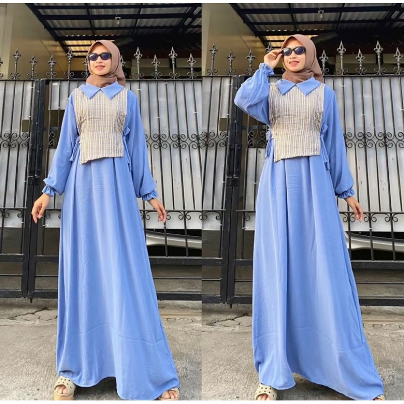 GAMIS INARA CRIKLE AIRFLOW KEKINIAN/ROMPI KOTAK KEKINIAN KOREAN STYLE