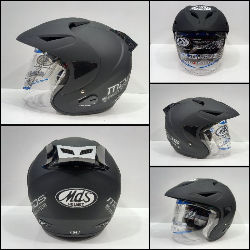 HELM HALF FACE MDS PROTEKTOR SOLID HITAM DOFT