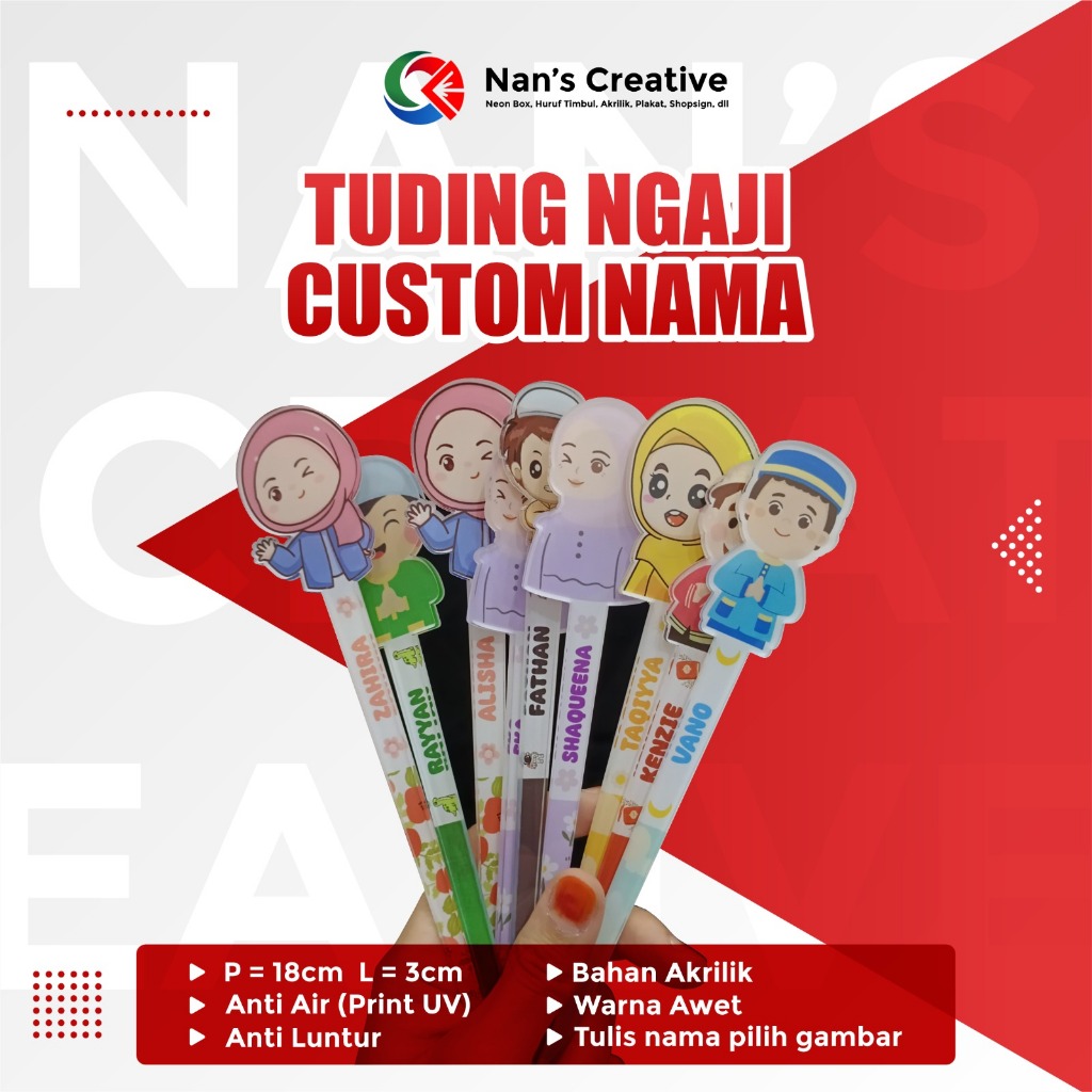 Tuding Ngaji Akrilik/Tuding Ngaji Karakter/Tuding Ngaji Custom Nama