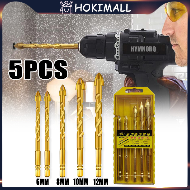 5pcs Mata Bor Tombak Keramik Multifungsi Mata Bor Kaca Keramik  Mata Bor Silang Granit Cross Drill B