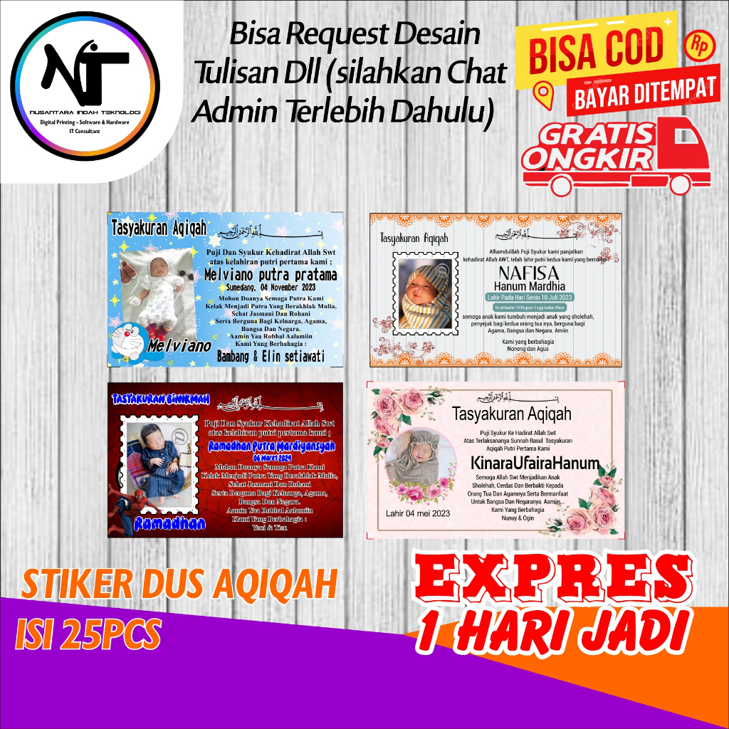 

Stiker Aqiqah Dus Box ukuran 6x9cm