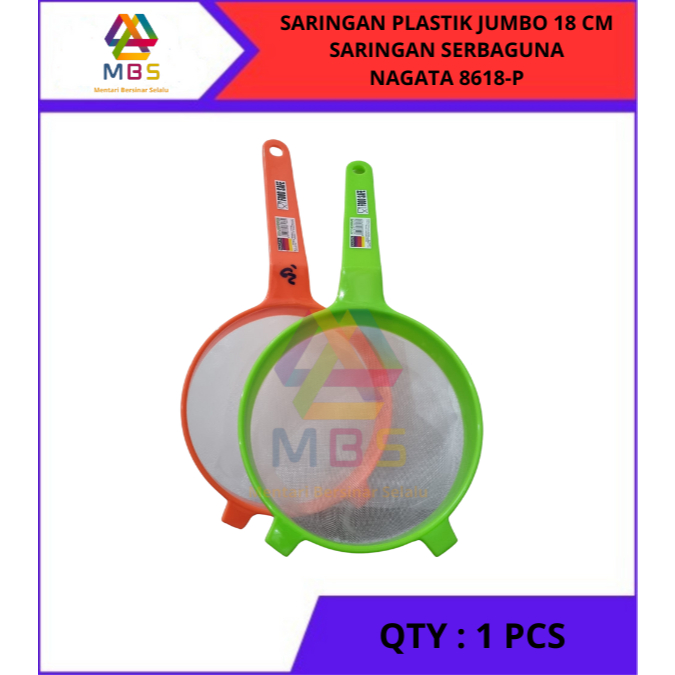 SARINGAN AYAKAN TEPUNG SANTAN TEH KOPI 18 X 35 CM GAGANG PLASTIK NAGATA JUMBO SERBAGUNA 8618-P