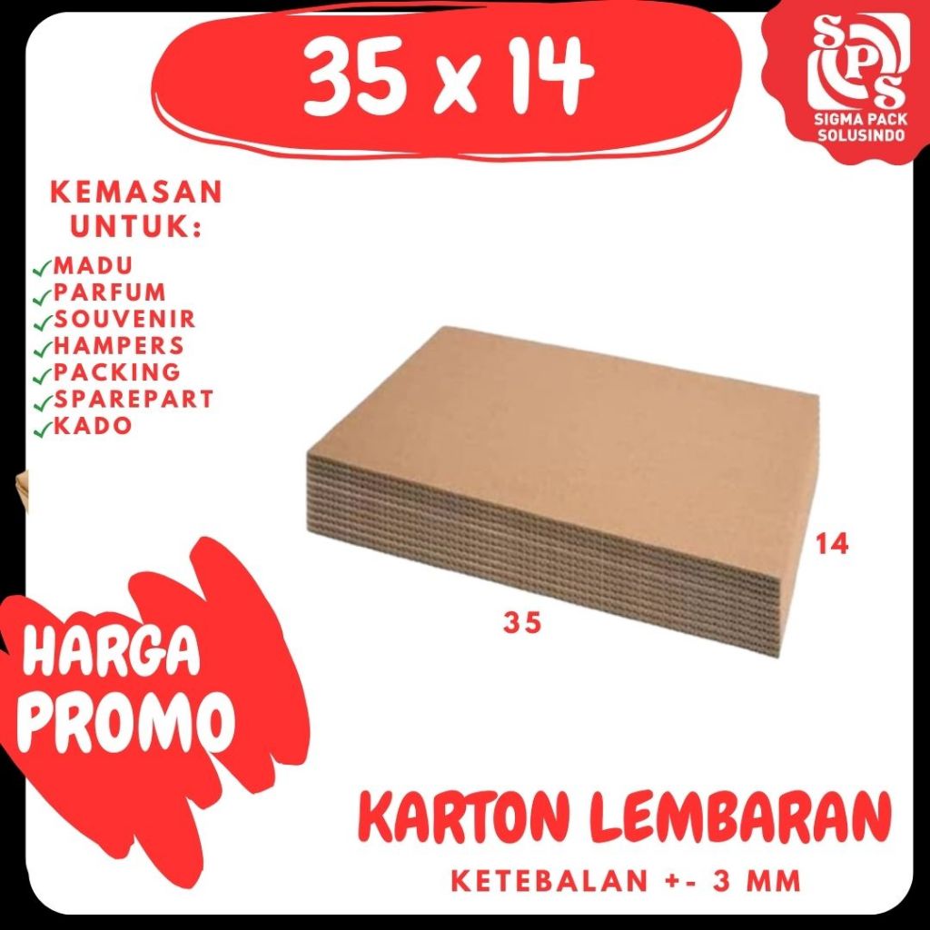 

Sheet 14x35 Lembaran Bahan Polos Single Wall Kardus Coklat Karton Packing