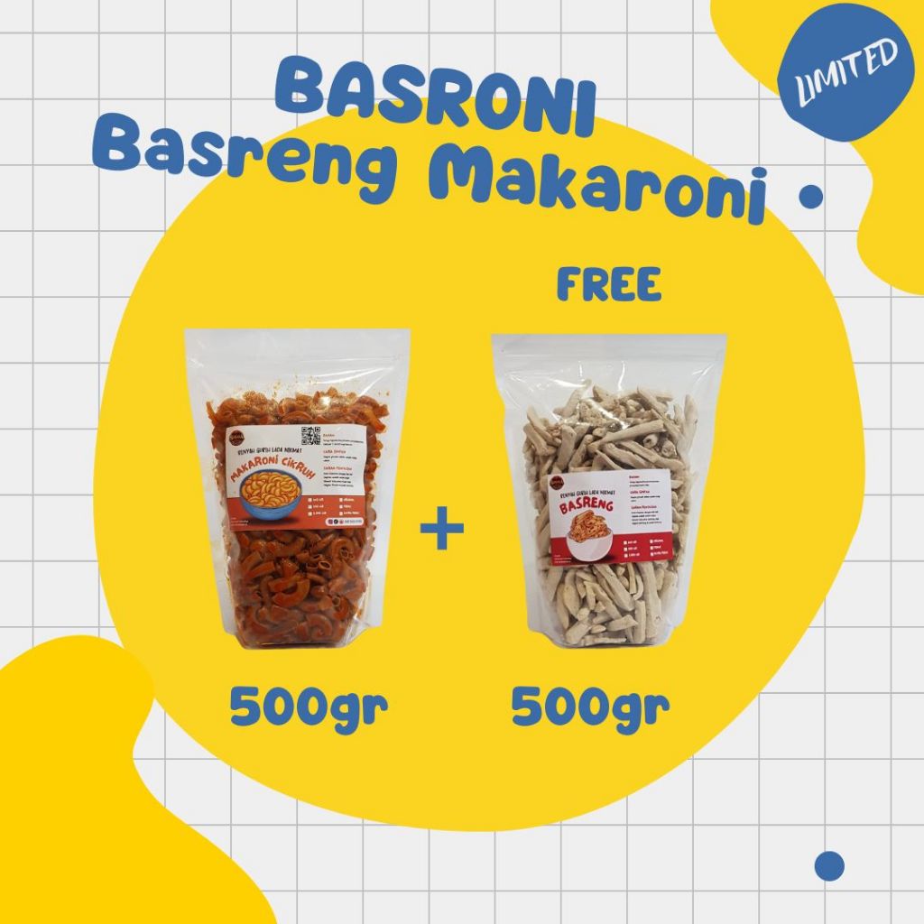 

BASRONI (BASRENG 500 gr + MAKARONI 500 gr) BUNDLING - SARASA SNEK SARASA SNACK & FOOD