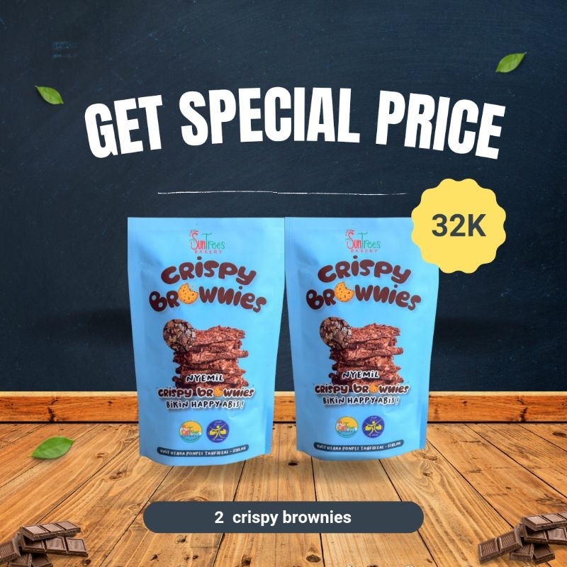 

paket crispy brownies by suntrees isi 2 kemasan 65gr brownies crispy