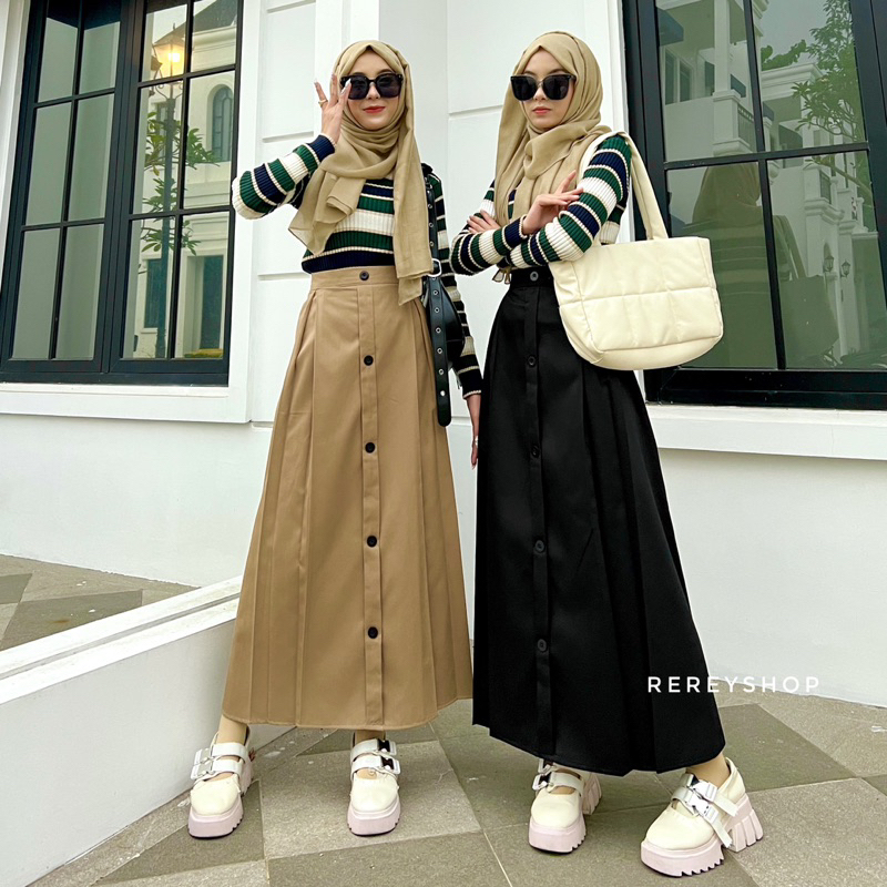 Rereyshop Nara Skirt Unione Drill Bahan Tebal Adem