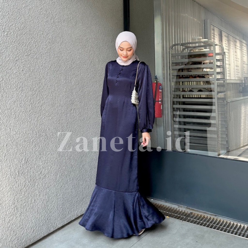 Gamis ALITA Gaun Baju Wanita A Line Bodycon Maxi Casual Style Dres Gamis Korean Lengan Panjang/pende