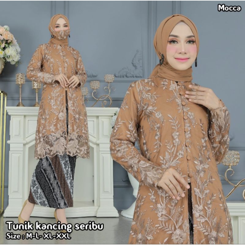 COD/STELAN TUNIK KANCING SERIBU TILLE/TUNIK TERBARU/TUNIK KANCING/SERAGAM KELUARGA/KEBAYA TUNIK/KEBA