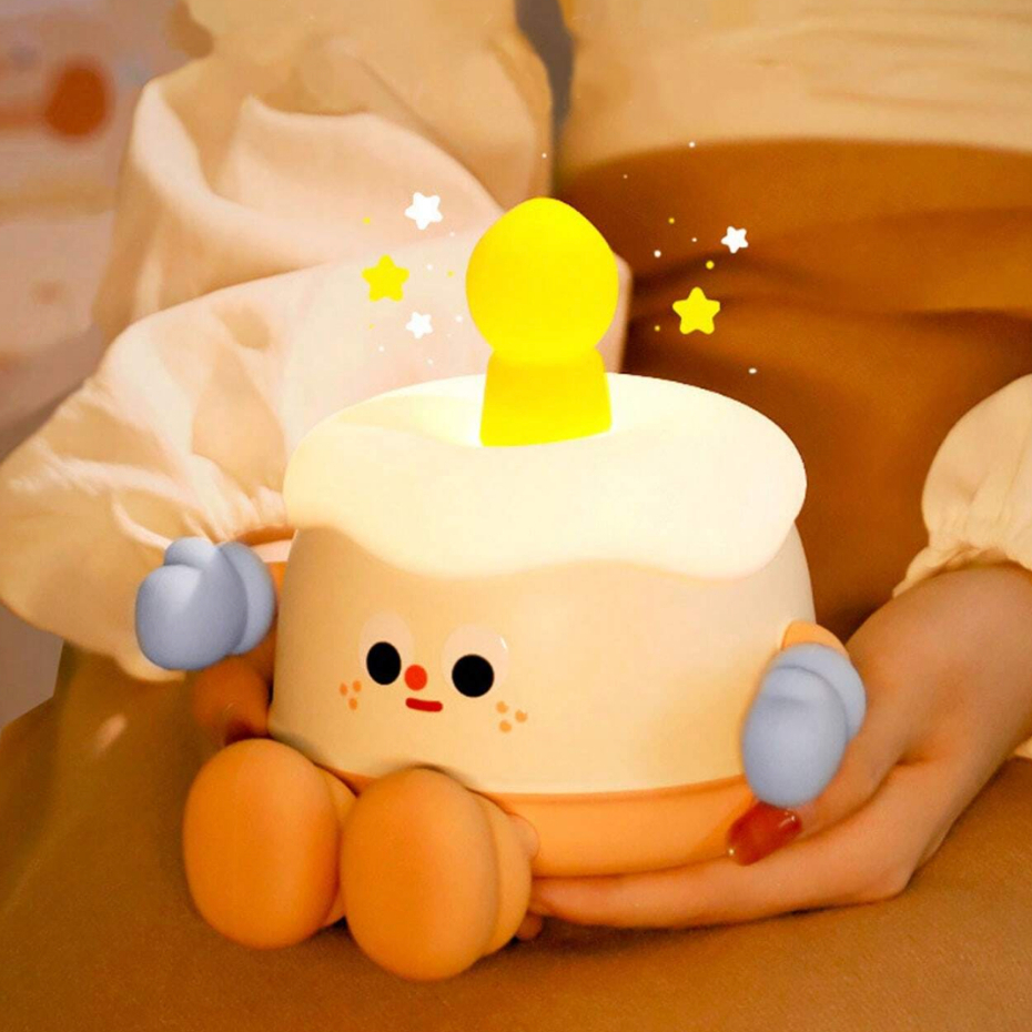 Birthday Cake Night Lamp Touch Squishy Rechargeable | Lampu Sentuh Tepuk Kue Ulang Tahun Kado Spesia
