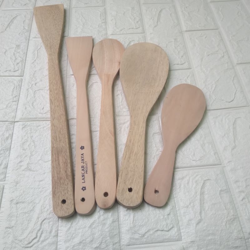 Spatula Kayu Set isi 5pcs Centong Kayu Spatula Kayu set