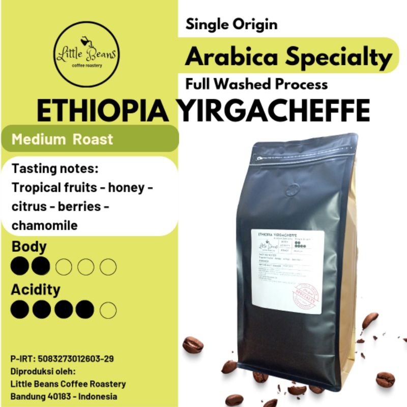 

Kopi Arabica Ethiopia Yirgacheffe Medium Roast 800g/r/400gr200gr biji/bubuk