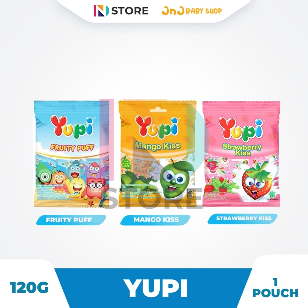 

Yupi Strawbery Kiss/Fruity Puff/Mango kiss Kemasan 120G