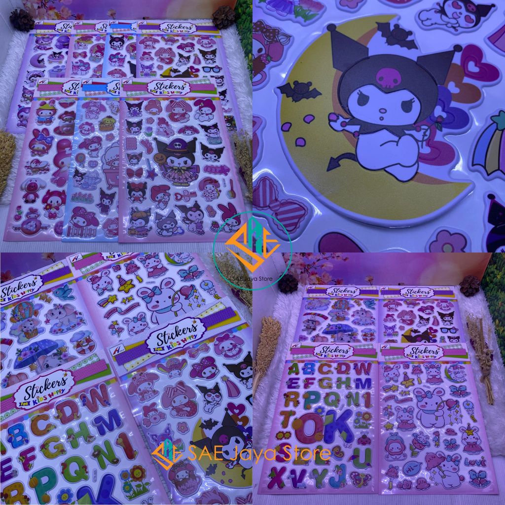 

SAE - STICKER TIMBUL 3D MOTIF SANRIO HEWAN DAN RABBIT / STIKER 3D / STICKER SANRIO 3D / MAINAN STIKER ANAK