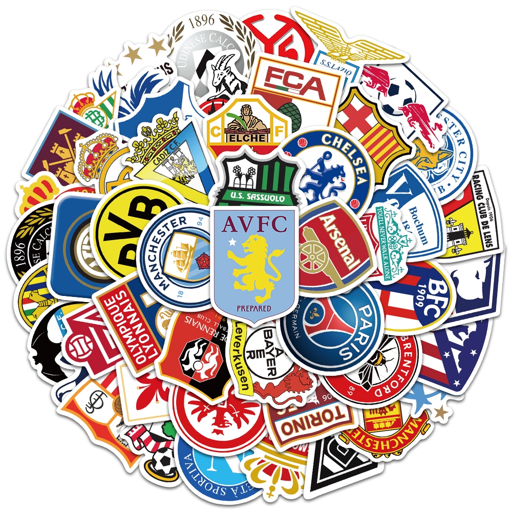 

COD✨50 PCS GAYA logo tim sepak bola stiker untuk Buku Tempel/Buku Harian/HP/Dekorasi Laptop/Sticker Helm Tahan Air Vinil/Stiker Tablet Ponsel stiker tahan air berperekat