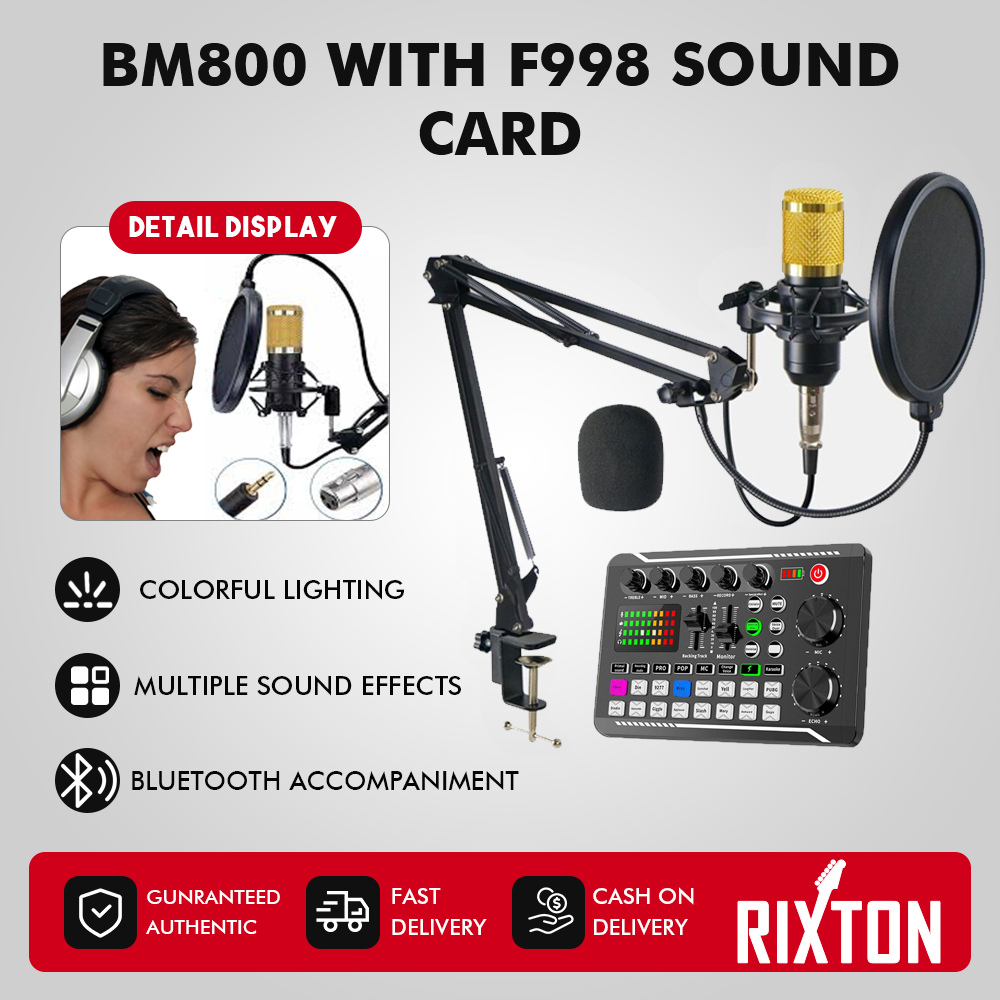 RIXTON BM800 Condenser Microphone +F998 Soundcard Set  Microphone 16 Sound Effect Audio Recording Mi
