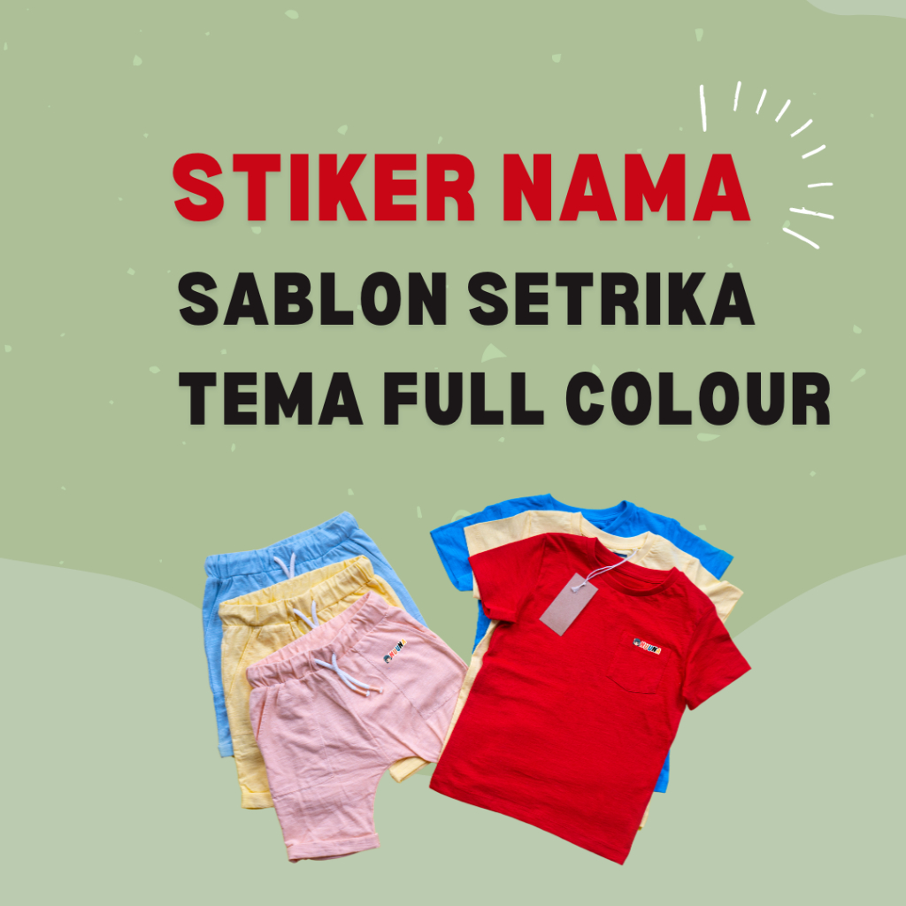 

Stiker Custom Full Color Kaos Anak, Stiker Nama Label Custom Waterproof - Sticker Kain Baju Custom