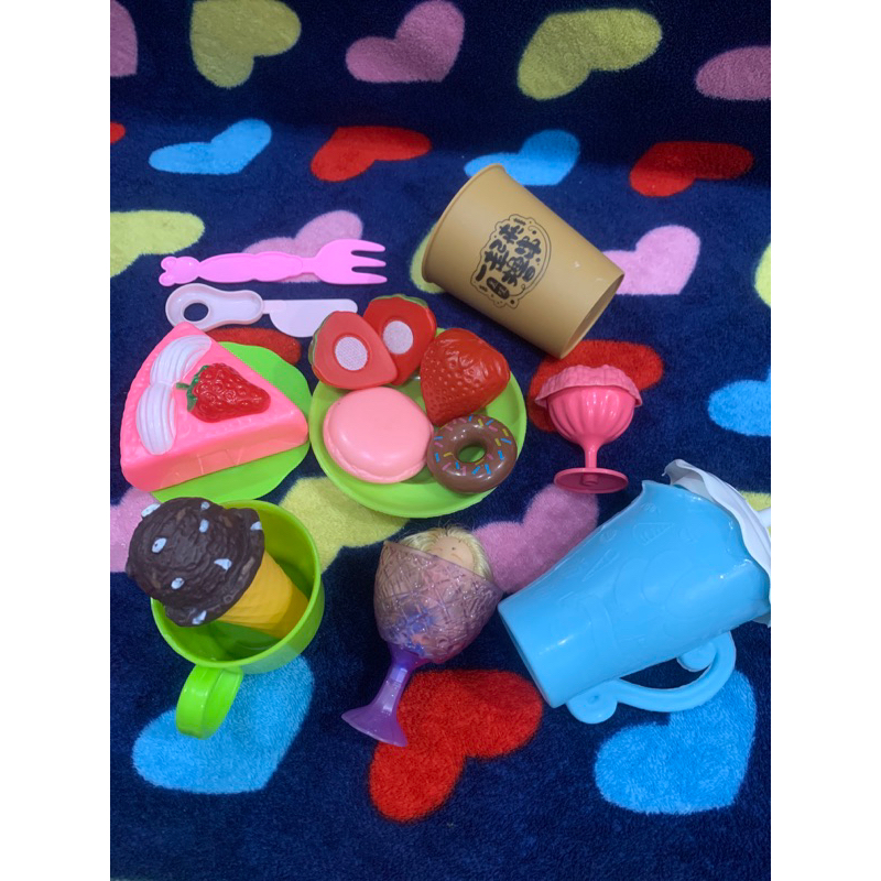 Preloved Paketan Printilan Makanan Masak-Masakan, Buah Potong, Es Krim dan Kue