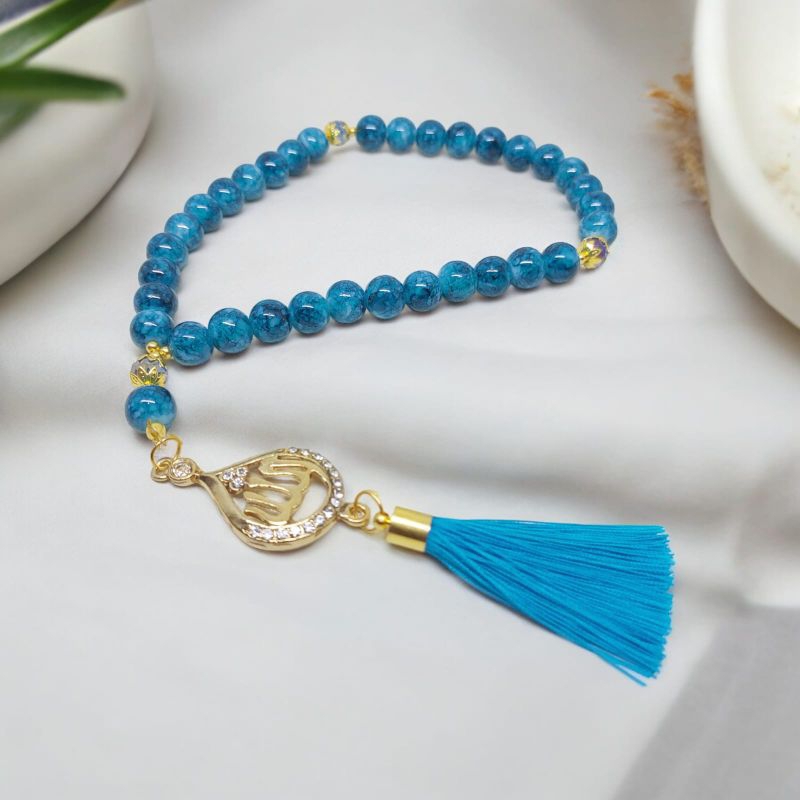 TASBIH BATU PIRUS SYNTETIC BIRU + LAFADZ ALLAH