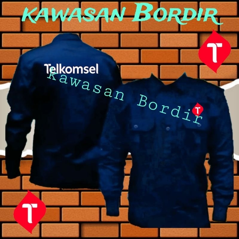 Terbaru kemeja Telkomsel baju Telkomsel seragam Telkomsel pdh Telkomsel full bordir logo terbaru..