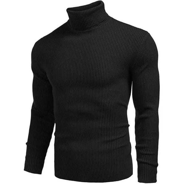 KAOS RIB TURTLENECK PRIA LENGAN PANJANG POLOS / KAOS LEHER TINGGI PRIA LENGAN PANJANG