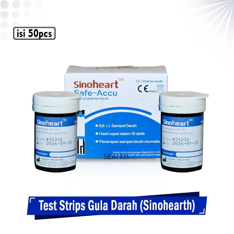 Strip Gula Darah Sinocare Sinoheart Safe-Accu Cek Glukosa Darah Glucose Stik