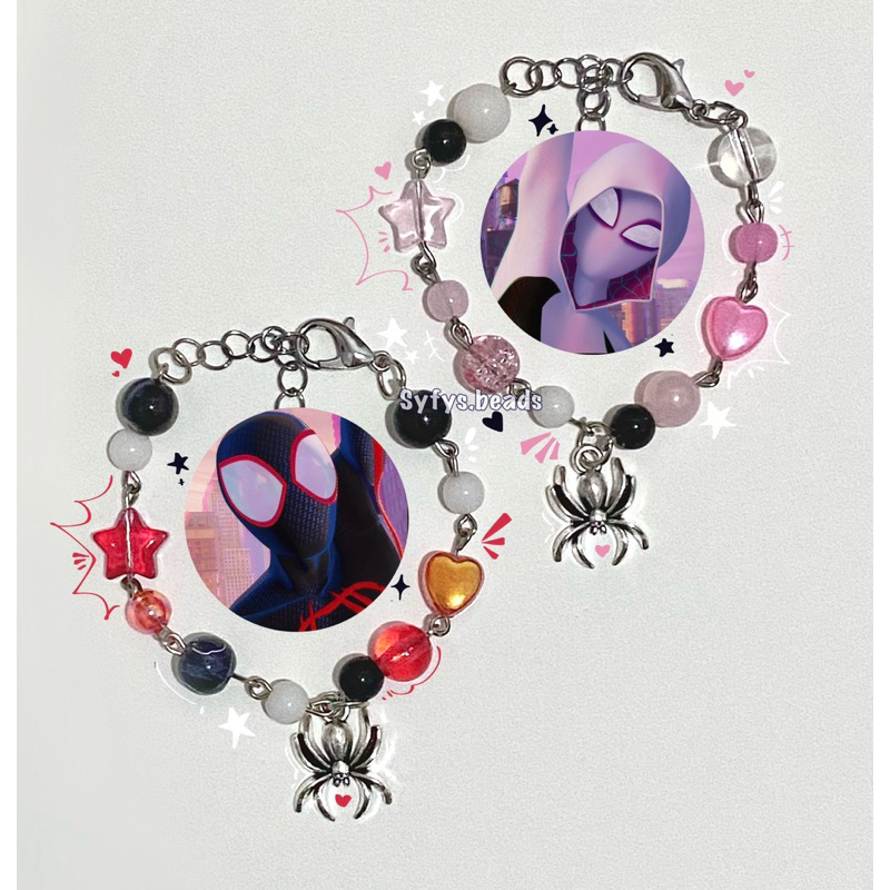 Spiderman theme couple bracelet | gelang couple spiderman miles and gwen | gelang manik aesthetic y2