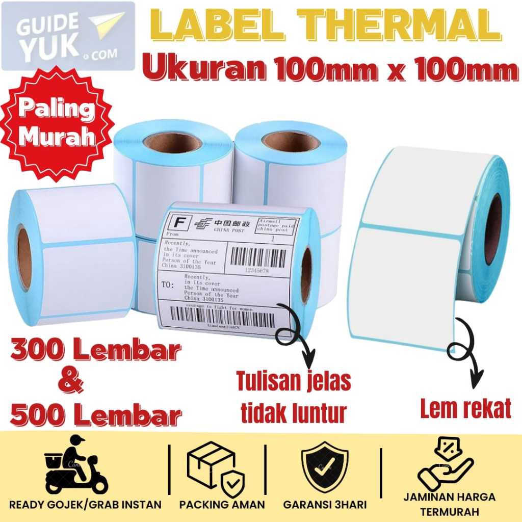 

TERBATAS 1x1 Label Sticker Thermal Direct Thermal Sticker Kertas Thermal Label Thermal Kertas Stiker Resi Kertas Printer 5 lembar 3 lembar 11