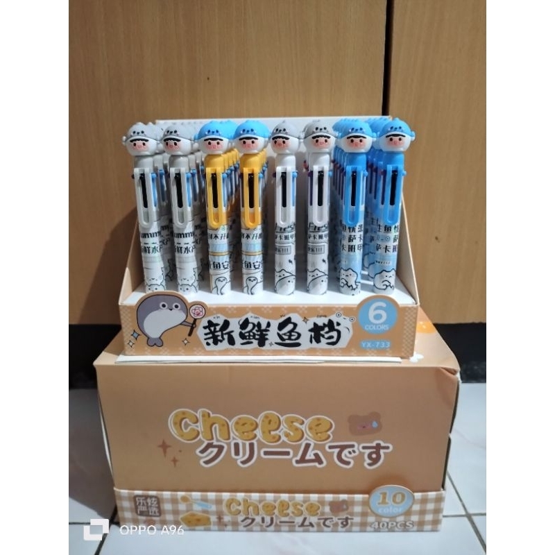 

(1 Pcs) Pulpen Pena warna Ballpoint warna warni 6 Colour