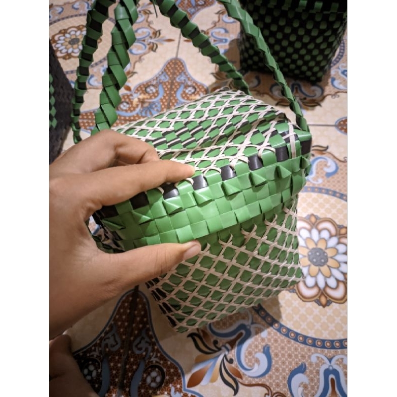 Tenong/sangkek/ tas anyaman plastik wadah beras untuk melayat