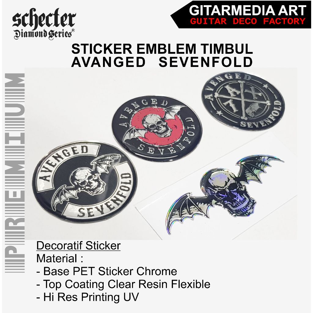 

stiker avanged sevenfold A7X-sticker synyster gate death bat-sticker A7X death bat avanger seven fold