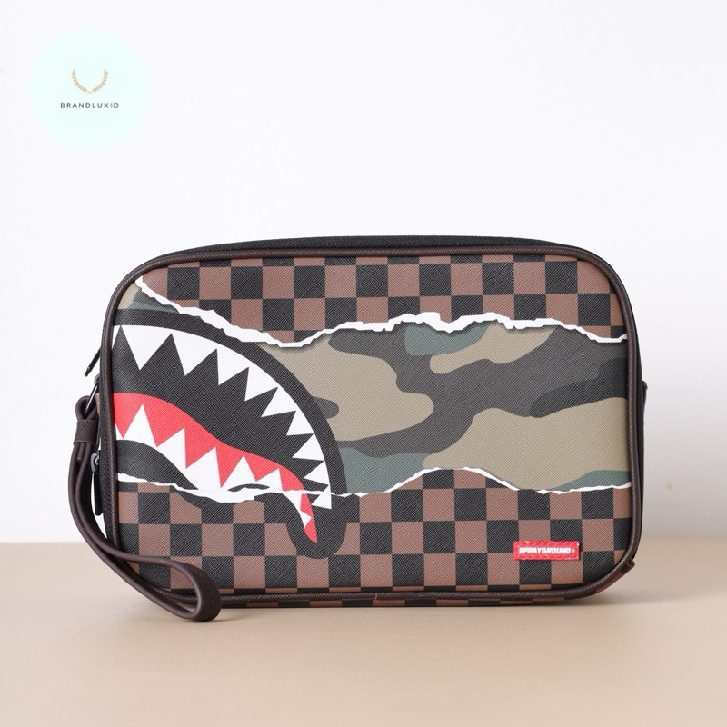 Sprayground Unstoppable Endeavors III Toiletry Bag in Brown/Camo Multicolor