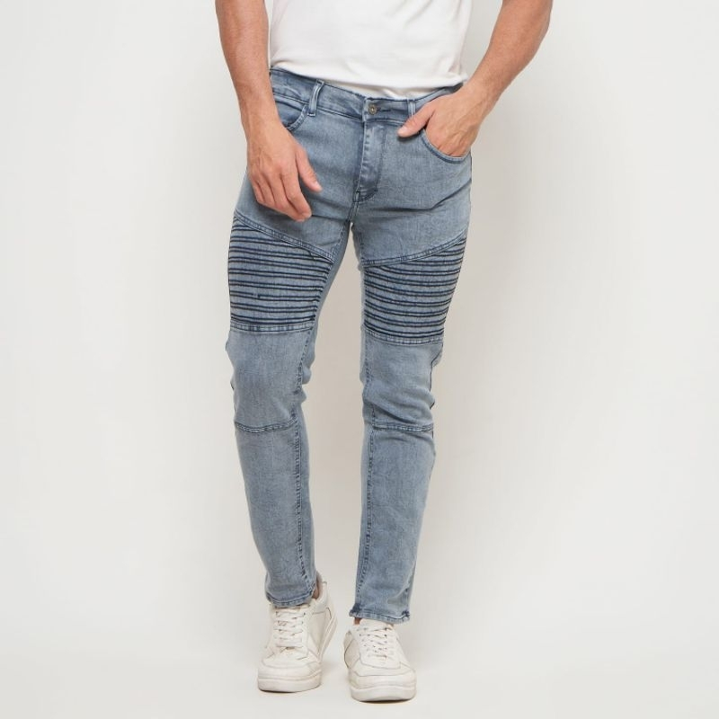 Celana Jeans Pria Bahan Stretch Denim - Biker Jeans - Sky Blue - (UJB-07)