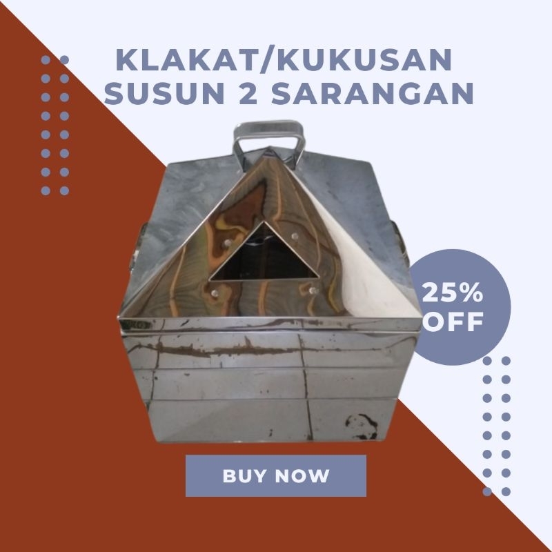 KLAKAT/PANCI/KUKUSAN/KOTAK SUSUN 2 SARANGAN UK 40X40 STAINLESS STEEL