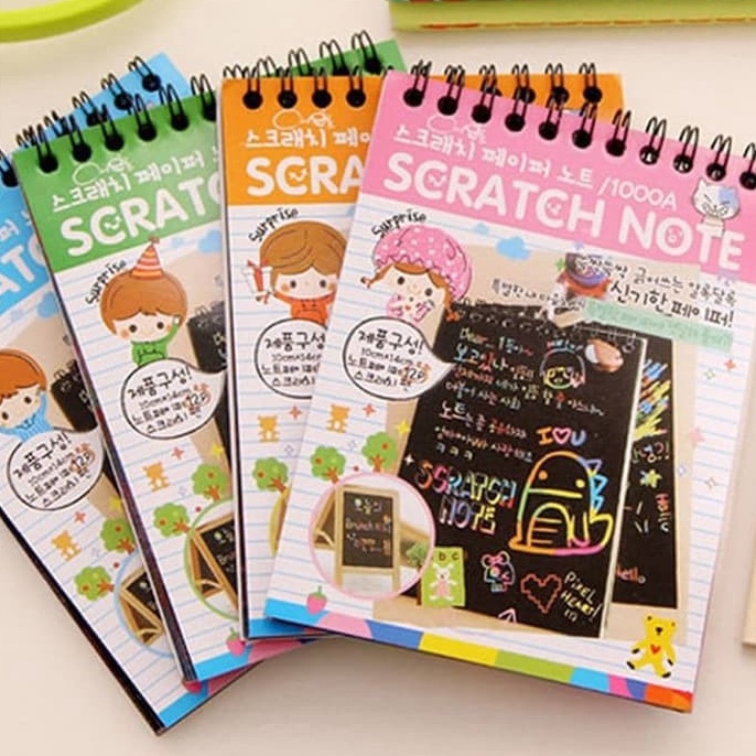 

SPECIAL PROMO Scratch Note Magic Buku Gambar Gores Magic Merah Muda