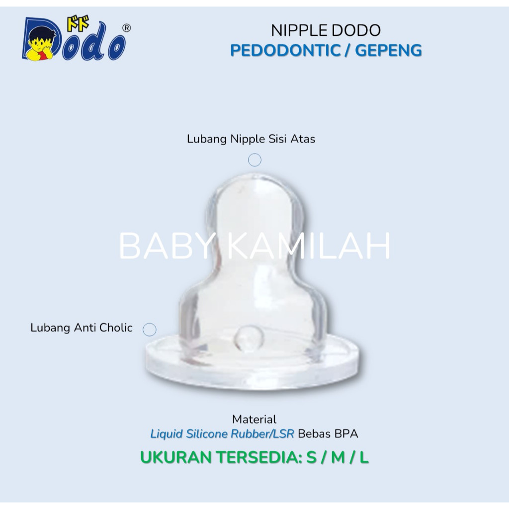 DODO Pentil Dot Gepeng ukuran S M L Nipple Dodo Gepeng Ecer