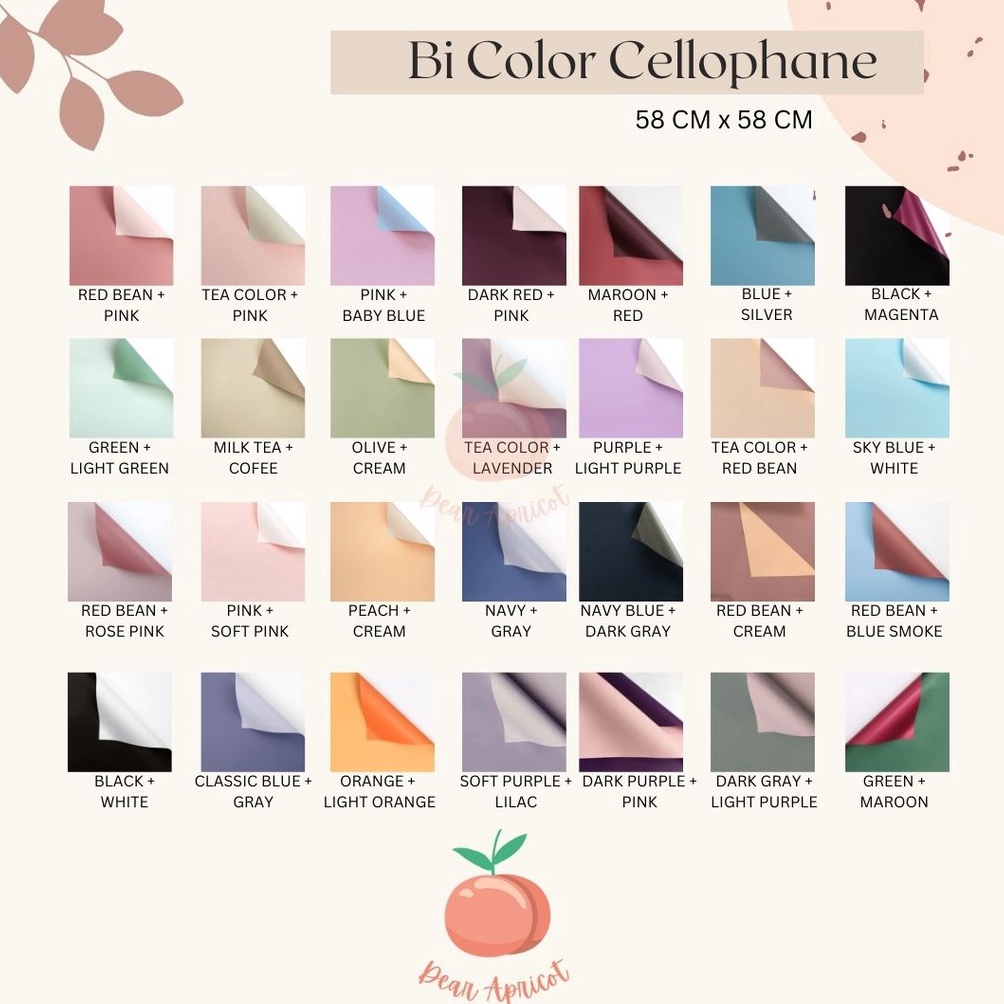 

Terlaris 2 LEMBAR FLOWER WRAPPING BI COLOR CELLOPHANE WATERPROOF KERTAS BUKET BUNGA PACK SEWARNA